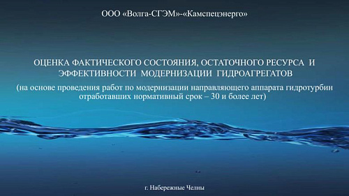 Оценка фактического состояния, остаточного ресурса и эффективности модернизации гидроагрегатов