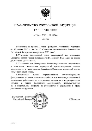 План мероприятий по реализации стратегии экологической безопасности РФ на период до 2025 года