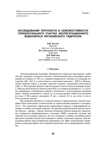 Исследования прочности и сейсмостойкости горизонтального участка эксплуатационного водосброса Ирганайского гидроузла