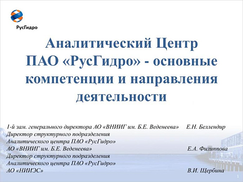 Аналитический центр ПАО «РусГидро» - основные компетенции и направления деятельности