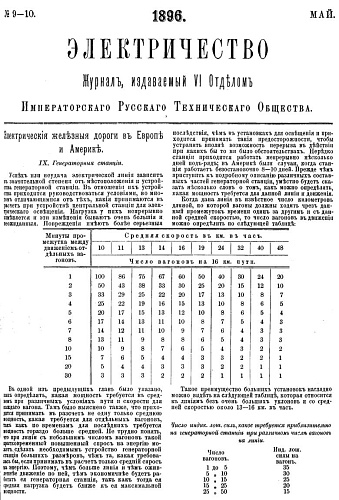 Журнал "Электричество". №9-10, май 1896